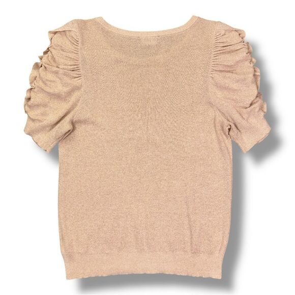 Express Metallic Gold Ruched Sleeve Blouse Sz M - Picture 7 of 10